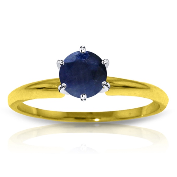 SOLID GOLD SOLITAIRE RING WITH NATURAL SAPPHIRE